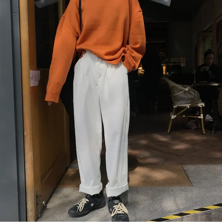 Модное платье из вельвета с высокой посадкой Брюки Для женщин Harajuku стиль сафари Повседневное однотонные гаремный с широкими штанинами брюк женский розовый белый низ