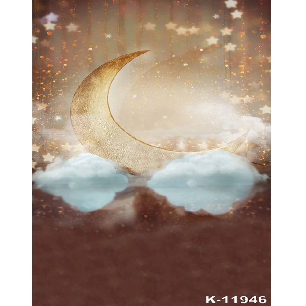 Фон для фотосъемки с золотой луной небом звездами облаками день рождения