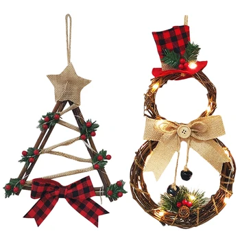 

Christmas Halloween LED Wreath Hanging Decoration Household Wreath Wall Door Farmhouse Decor