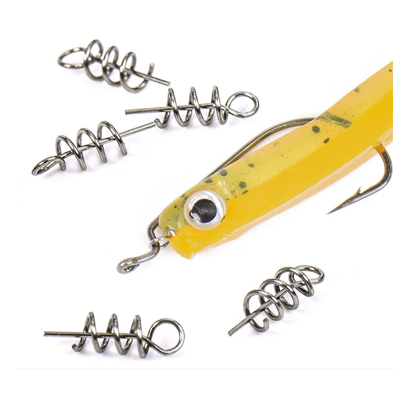 Soft Lure Bait Spring Twist Lock Stainless Steel Outdoor Fishing Crank Hook Centering Pin For Soft Lure Bait Worm Crank