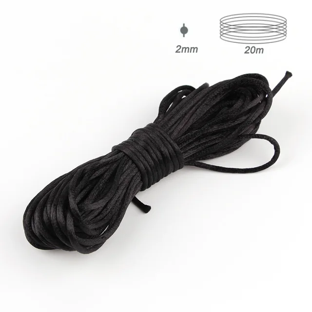 TYRY.HU 80 meter Baby Chewable Necklace Accessories 1.5mm Satin Silk Nylon Cord for Silicone Teething Pacifier Chain DIY Tools 20m black 2mm