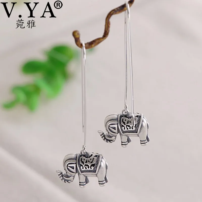 V. YA, Стерлинговое Серебро S925, милые висячие серьги в виде слона, женские длинные висячие серебряные серьги, энтические вечерние ювелирные изделия