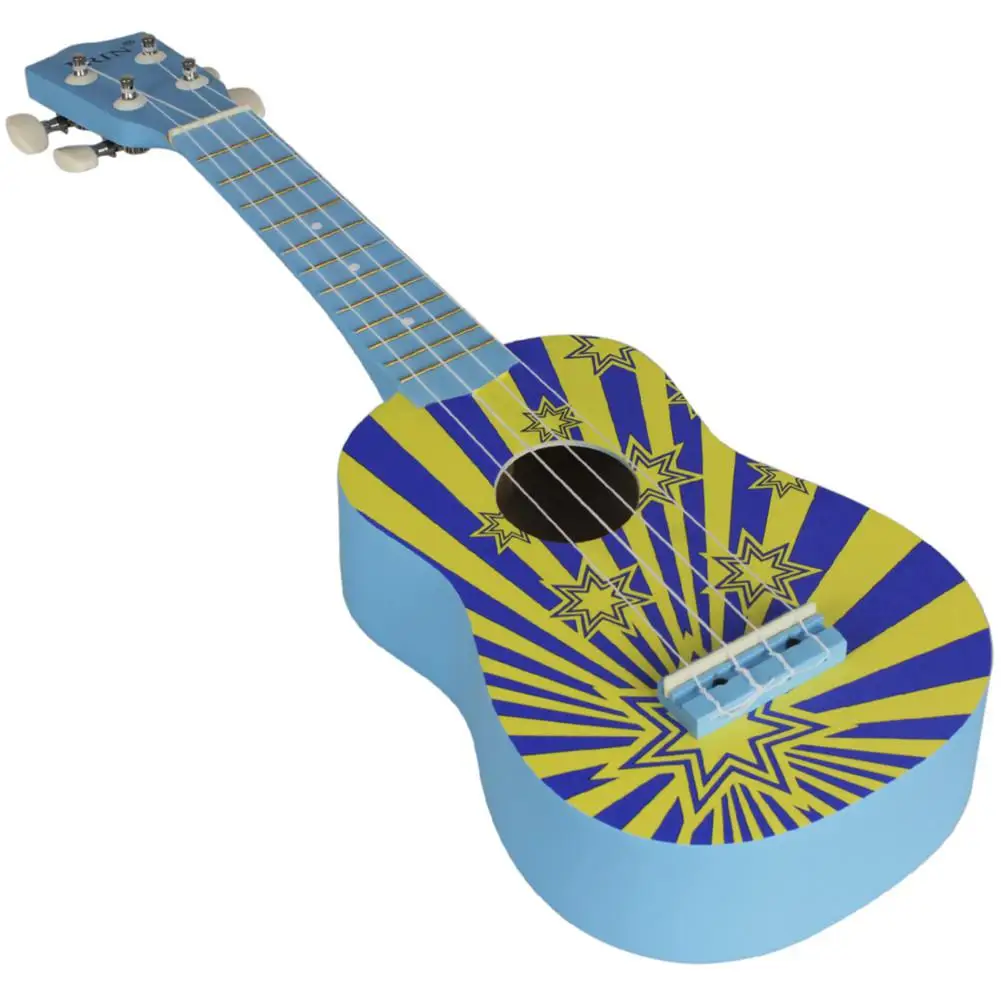 21inch Ukulele Basswood Ukelele Hawaii Guitar 4 Strings Musical Instrument Colorful Flag Pattern with Bag Strap String