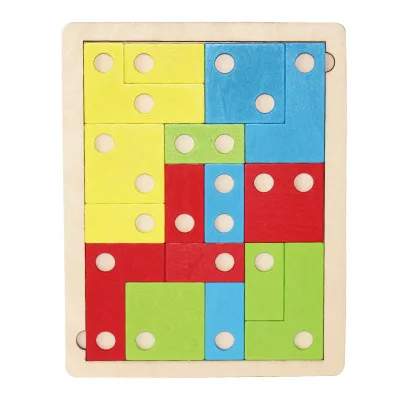 314 3D Деревянные Пазлы настольные Игрушки Tangram головоломка Пазлы для детей тетрис игра Развивающие игрушки для детей Подарки - Цвет: 314