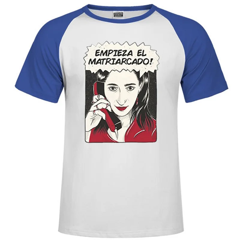 Одна деталь La Casa De Papel Мужская футболка Money Heist Tees сериал футболка женская короткий рукав House Of paper off white футболка - Цвет: Raglan blue 19