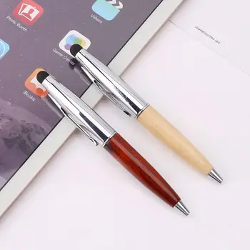 

2 In 1 Mini Touch Screen Stylus Wooden Ballpoint Pen For iPad iPhone Samsung Tablet Student Gifts G92E