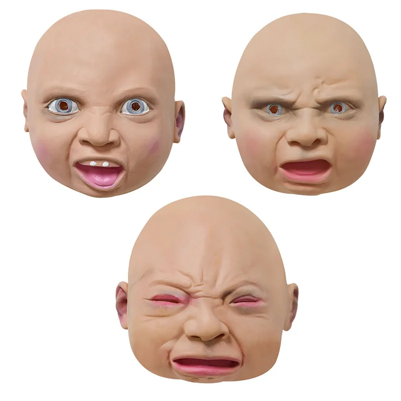 Masque De Bebe Realiste En Latex Accessoires De Cosplay De Bar D Halloween Masque De Visage Pleine Tete En Colere Masque D Horreur De Maison Hantee Aliexpress