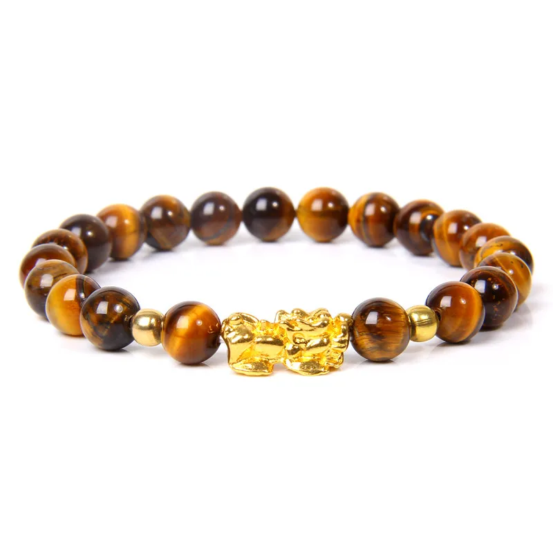 Stone Bead Bracelet Beaded Bracelet Natural Stone Bracelet Women's Men Feng Shui Bracelet Luck Wealth Buddha Black Obsidian stone Beaded Bracelet
