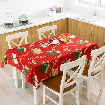 

Fabric Linen Cotton Christmas Tablecloth Rectangular Kitchen Dining Table Cloth Christmas Decorations for Home Party Table Cover