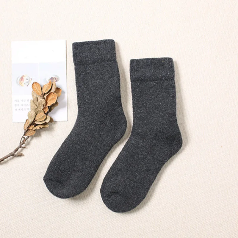 Осень Зима хлопок супер толстые женские носки Твердые окрашенная шерсть мериноса носки с изображением Кролика Теплые пот женские носки Высокое качество носки - Цвет: Темно-серый