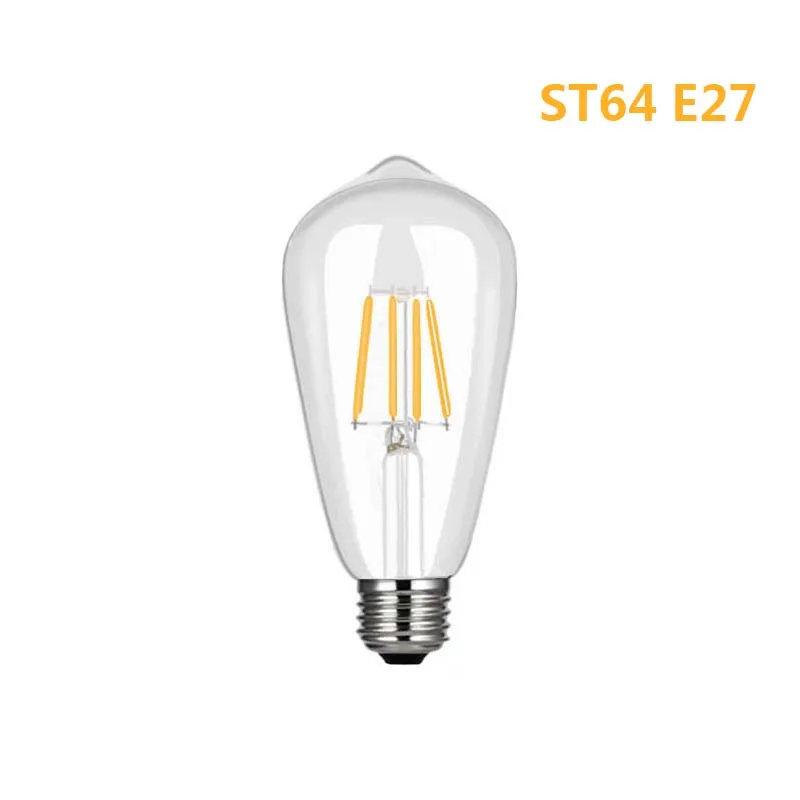 ST64 E27 ZDM винтажная лампа Эдисона E14 светодиодный E27 лампы 220v Светодиодный светильник E14 A60 C35 G45 нити E27 Светодиодный светильник накаливания глобусы декоративные 2W 4W 6W 8W - Испускаемый цвет: ST64 E27