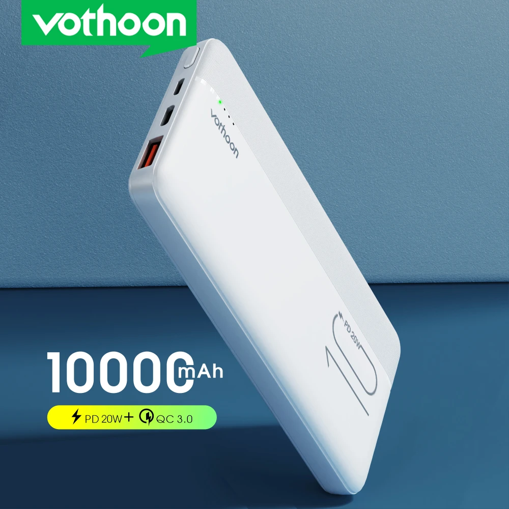 portable cell phone charger VOTHOON 20W Power Bank 10000mAh Portable Charging PowerBank Type C USB Fast Charger External Battery Charger For iPhone Samsung mini power bank