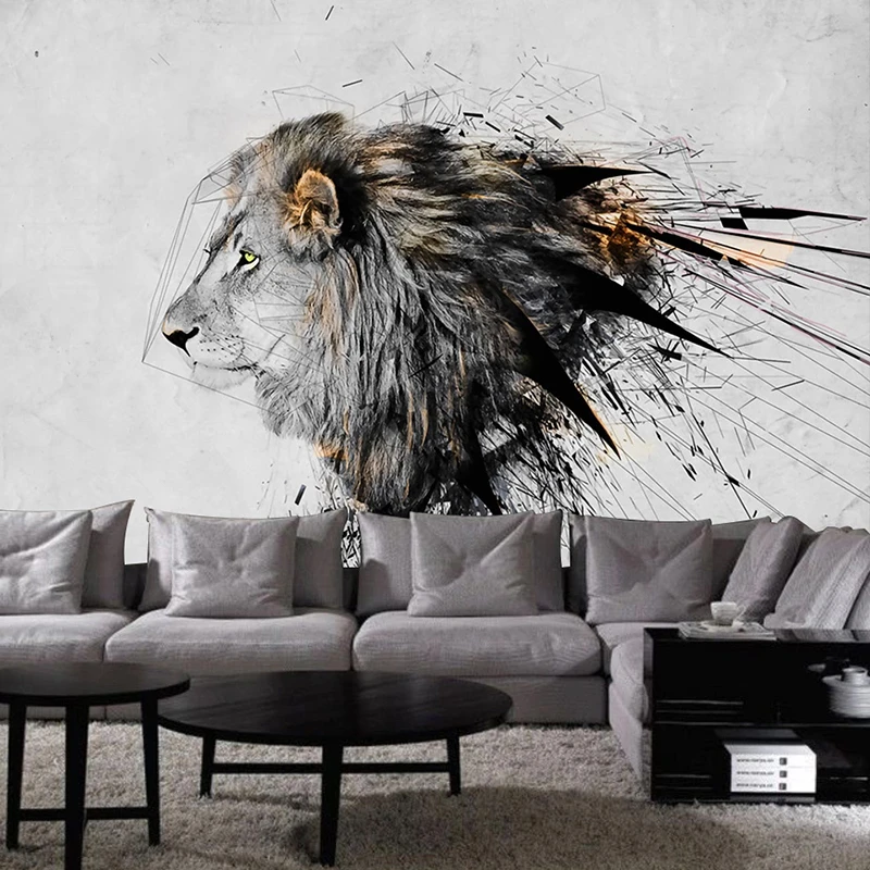 Custom Photo 3d Wall Murals Wallpaper Creative Abstract Lion Art Wall Painting Hotel Living Room Bedroom Background Decoration Wallpapers Aliexpress