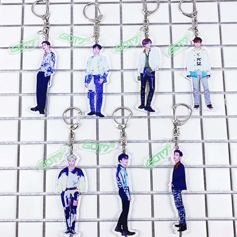 GOT7 Figure Keychain Handbag Accessories YuGyeom BamBam Jackson Mark Junior JB Poster Keyring Bag Pendant Car Key Chain | Украшения и