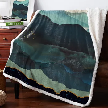 

BIGHOUSES Throw Blanket Watercolor Dark Nature Landscape Bedspread Coverlet Blankets Fleece Throw Cover Wrap Personalized Thick