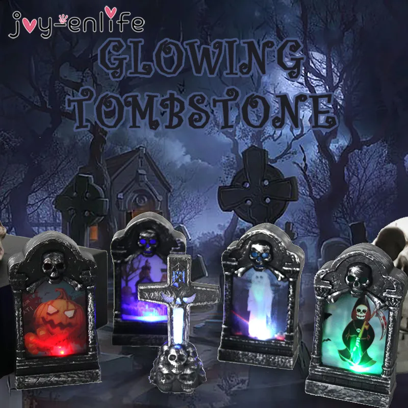 

Halloween Glowing LED Tombstone Light Halloween Home Garden Decor Retro Simulation Pumpkin Skull Gravestone Lamp Halloween decor