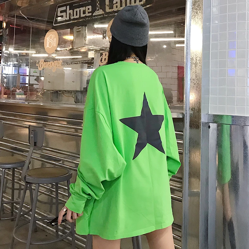 Женские футболки, топы, японские Kawaii, для девушек, Ulzzang, с принтом, светоотражающие, с длинным рукавом, футболка, женская, Harajuku, одежда для женщин