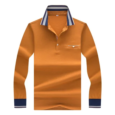 12 Spring and Autumn Men's Long Sleeve Polo Shirt Gentleman Casual Comfort Men's Four Color Long Sleeve Shirt - Цвет: 12