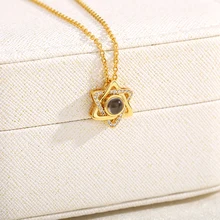 I Love You Necklace 100 Languages Heart Love Necklace Love Memory Projection Pendant Necklace for Women Gifts Dropshipping