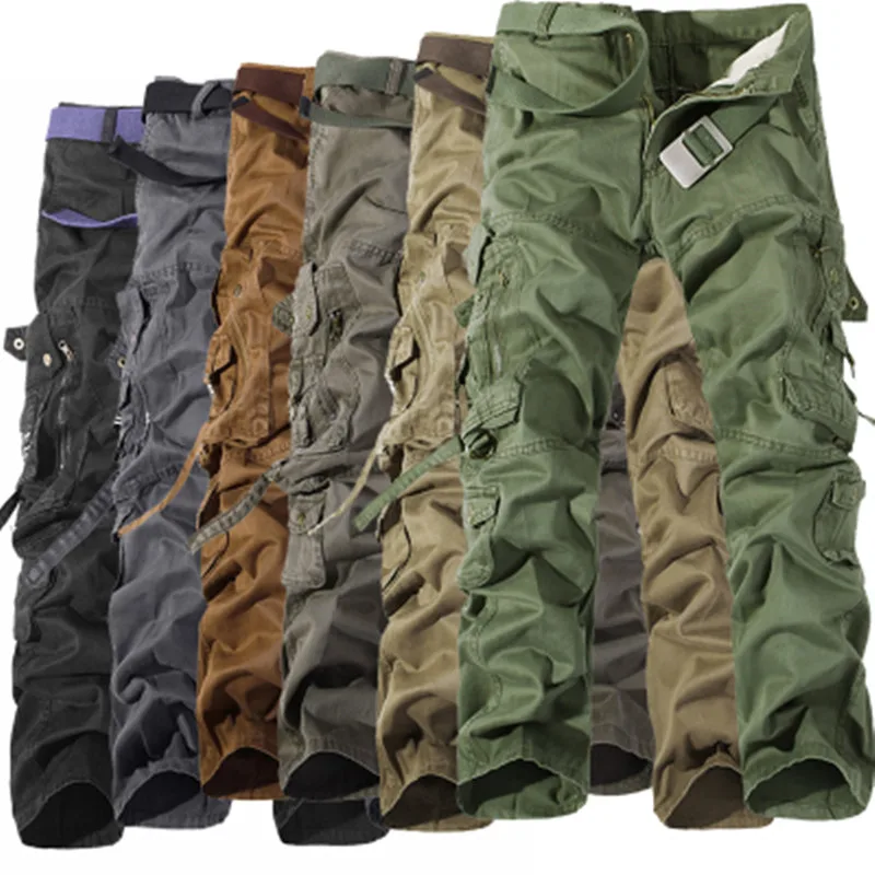 Men Cargo Pants  Mens Cotton ArmyGreen Khaki Pants Male Military Overall Outdoors Tactical Pants Trousers Pantalon Hombre - 6