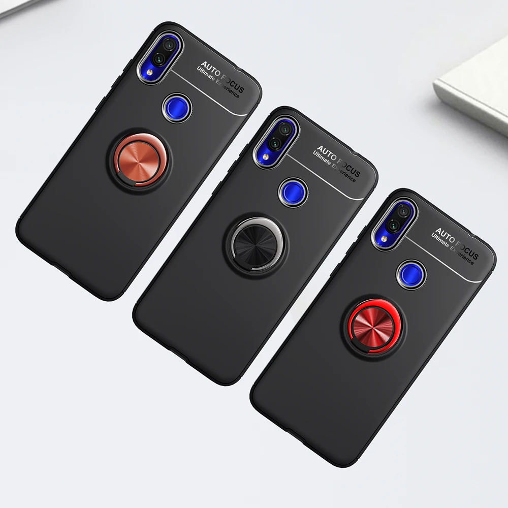 

Metal Ring Soft Case For Xiaomi Redmi Note 8 7 6 Pro 6A 7A A2 Lite TPU Silicone Luxury Matte Magnetic Business Cover Cases