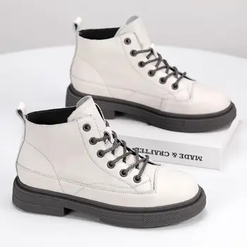 

CINESSD Chaussures Genuine Leather Platform Boots Women Shoes Fashion Spring 2020 Ankle Boots For Women Solid Ladies Booties New