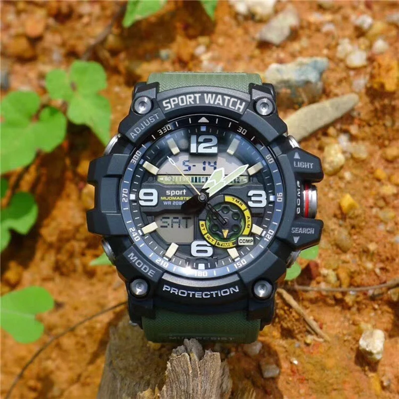 

New Men Digital Watches Reloj Hombre 50M Waterproof LED Dual Military Watch Electronics Movement Men Wearable Devices hours