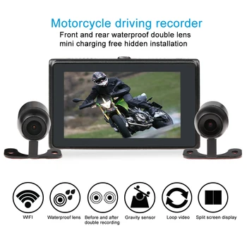 

M7F motorcycle DVR Wifi video recorder waterproof 1080P FHD dual Lens front and rear view camera dash cam optional GPS tracker