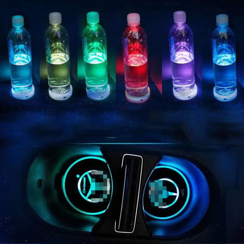

2Pcs Colorful LED water coaster water glass atmosphere light decorative light for Kia RIO K2 K5 Sportage Sorento KX3 KX5 K3S