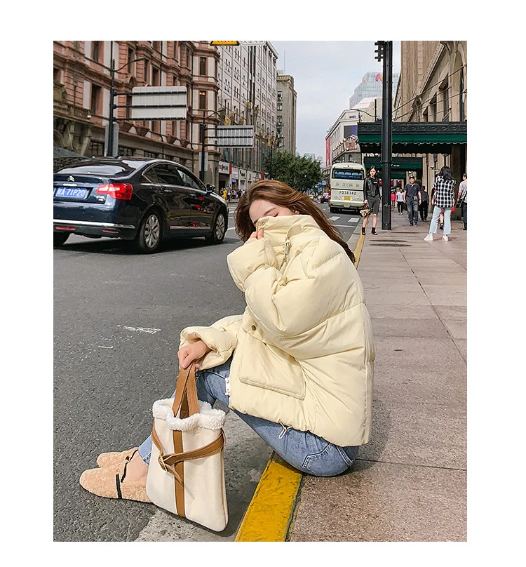 New Style Short Cotton Coat Women's Winter Stand Collar down Coat Korean-style Loose-Fit Students Versatile Cotton-padded J