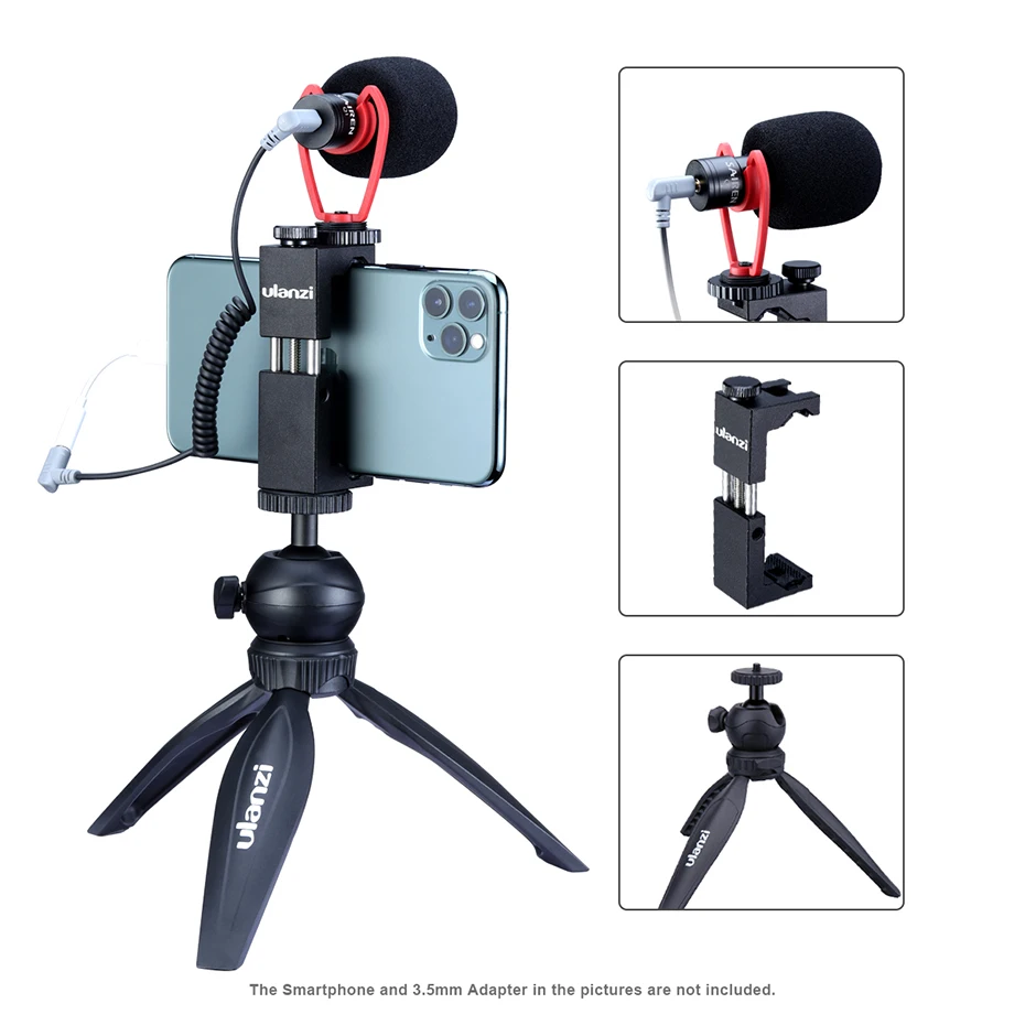 Ulanzi Vlog Live Stream Kit Youtube Kit мини-штатив для телефона с креплением для записи микрофона, расширенный вертикальный штатив для съемки