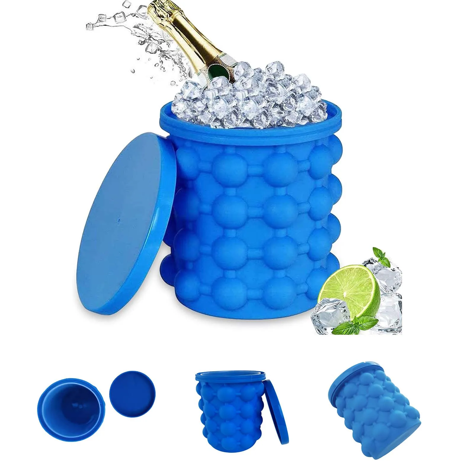 Silicone ice Cube Maker Ice Mold Tray Portable Bucket Wine Cooler Beer Cabinet Kitchen Tools Drinking Whiskey Freeze |