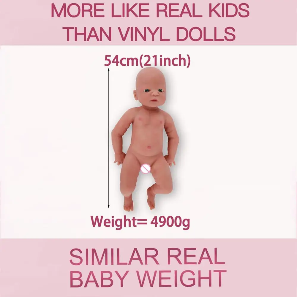 IVITA WG1511, 54cm, 4,9 kg, cuerpo completo de niña, muñecas Reborn de silicona de alta calidad, baño de bebé, el mejor regalo, juguetes para niños - 2