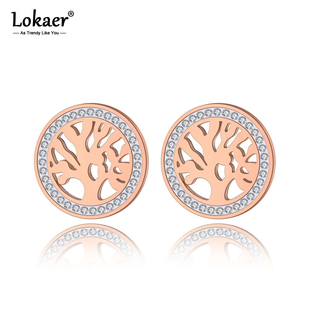 Lokaer, классические серьги из нержавеющей стали, цветы, гвоздики дерево, ювелирное изделие, трендовая глина, CZ Кристалл, растение, серьги для женщин, девушек, E19281