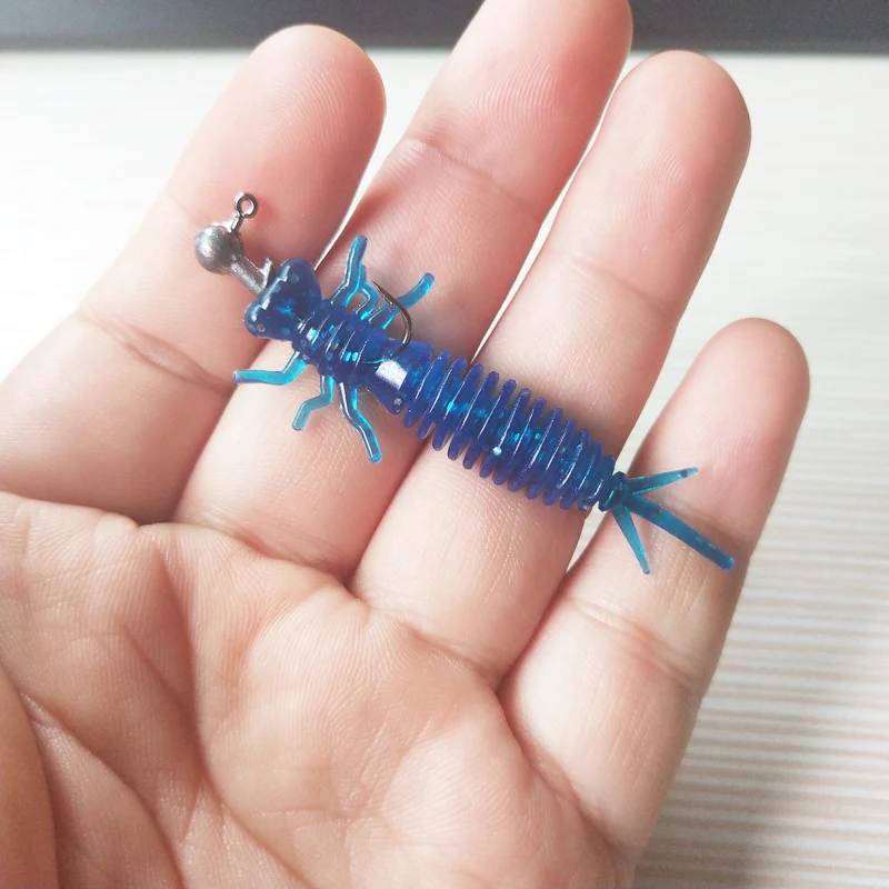 POETRYYI Larva Soft Lures 60mm Artificial Lures Fishing Worm Silicone Bass Pike Minnow Swimbait Jigging Plastic Baits 30