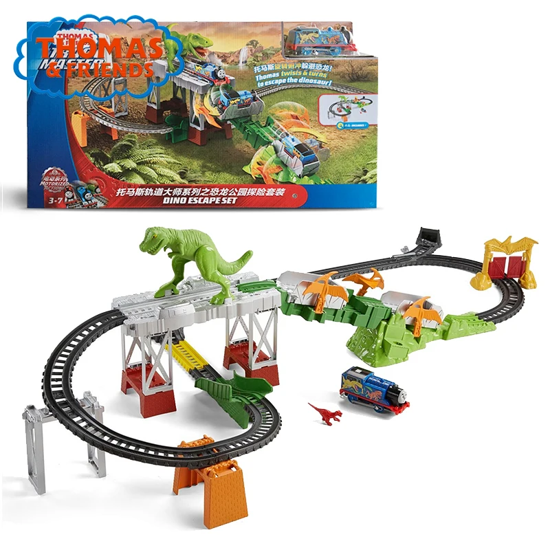 Новое поступление, с принтом Томас и его друзья паровозы трек Строительный набор динозавров побег ж/д приключения игрушки из сплава для детей подарок на день рождения FJL40