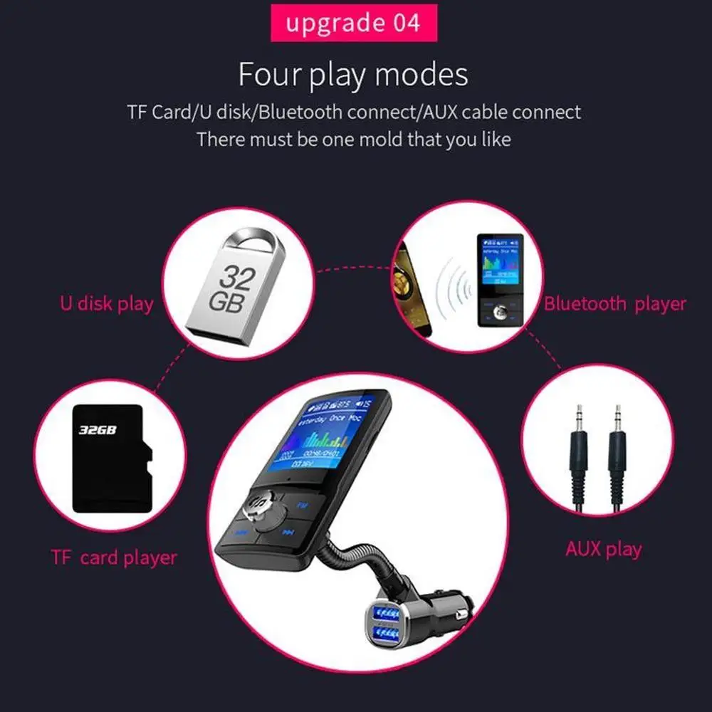 BC43 Bluetooth fm-передатчик ЖК-гарнитура автомобильный комплект MP3 плеер QC3.0 USB зарядное устройство автомобильные аксессуары авто FM модулятор