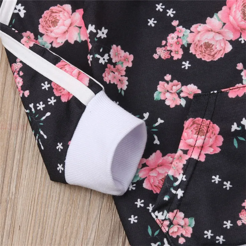 Детский комплект одежды для девочек с цветочным принтом толстовка длинным