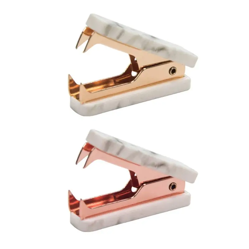 Мраморный узор для удаления степлера нордический мини челюсти экстрактор ногтей Съемник канцелярские розовый золотой