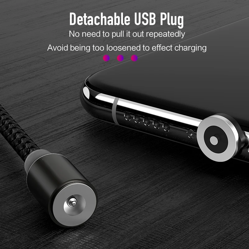 Магнитный кабель в оплетке светодиодный кабель Micro USB type C для iPhone samsung huawei Xiaomi 2.4A провод для быстрого заряда Магнитный телефонный кабель