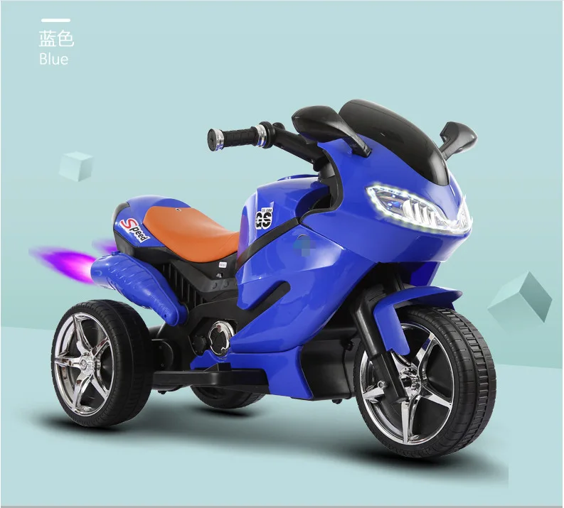 Детский Электрический мотоцикл трехколесный большой игрушечный автомобиль может сидеть на батарейках для мальчиков и девочек с дистанционным управлением детская коляска
