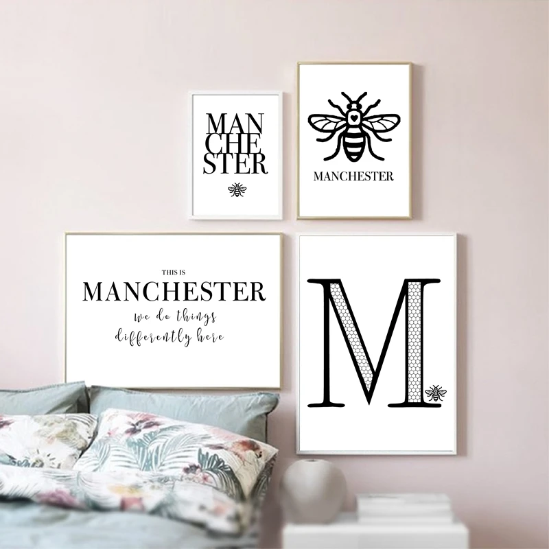 Манчестер рабочий пчела холст художественные принты и плакат Цитата