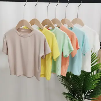 

New mask T soft glutinous invincible feel bursting macarons candy T-shirt boys and girls wild summer children's short sleeves