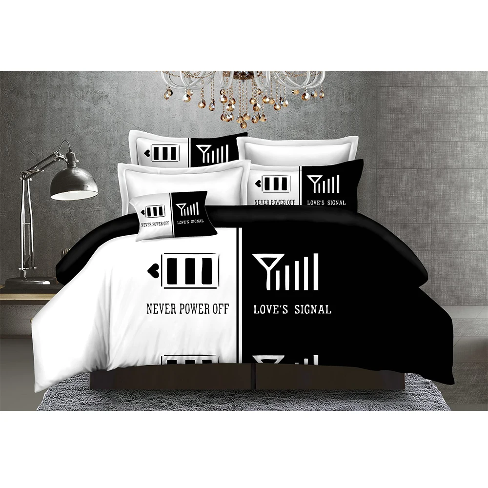 Bedding Sets 3d Couple Duvet Cover Set Bed Linen Flat Sheet Pillowcase Bedspread 4pcs Simple Black And White Style King Size Duvet Cover Aliexpress