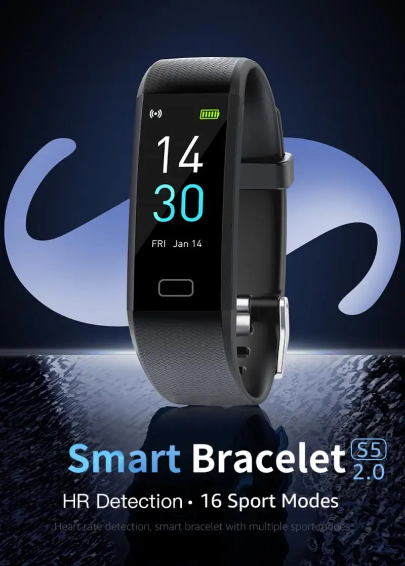 S5 Plus Smart Bracelet Heart Rate Blood Pressure Health Waterproof IP68 Smart Watch S5 Sport Watch Wristband Fitness Tracker MAN
