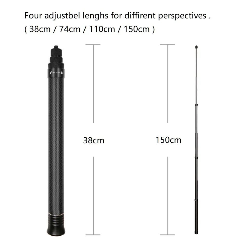 1.5m Ultra-Light Carbon Fiber Invisible Selfie Stick for Insta360 X4 X3/ONE X2/ONE RS R X Accessory selfie stick,sports camera selfie stick