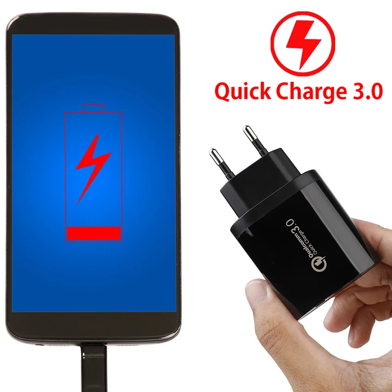Универсальное быстрое зарядное устройство USB 18 Вт 3,0 5V 3A для Iphone 7 8 EU US Plug для мобильного телефона, быстрое зарядное устройство для Samsung s8 s9 huawei