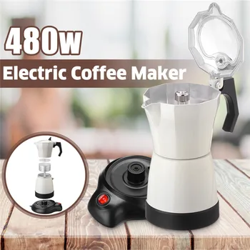 Cafetera eléctrica de té y café de 480W, Cafetera Espresso extraíble para el hogar y la Oficina, 6 tazas