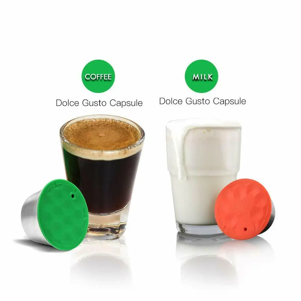 Reusable Coffee Capsule Dolci Gusto Stainless Steel Coffee & Milk Filter For Nescafe Dolce Gusto Capsula with Plastic Lid Tamper