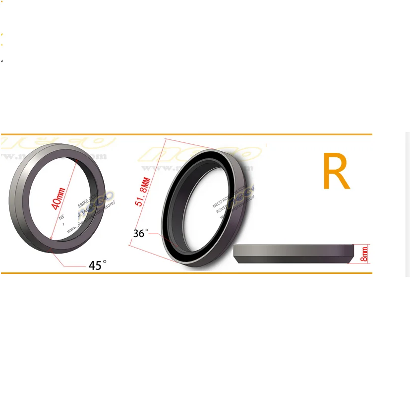 Neco велосипед подшипник гарнитура 41/41. 8/44/46,8/49/51,8/52 мм велосипедная OD ID шоссейный велосипед MTB вилка подшипника для гигантский шоссейный велосипед DH - Цвет: R